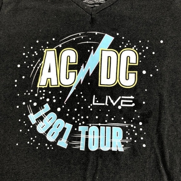 AC/DC Band Tee 1981 Live Tour Graphic Shirt Short Sleeve Top Size XL - Picture 2 of 7